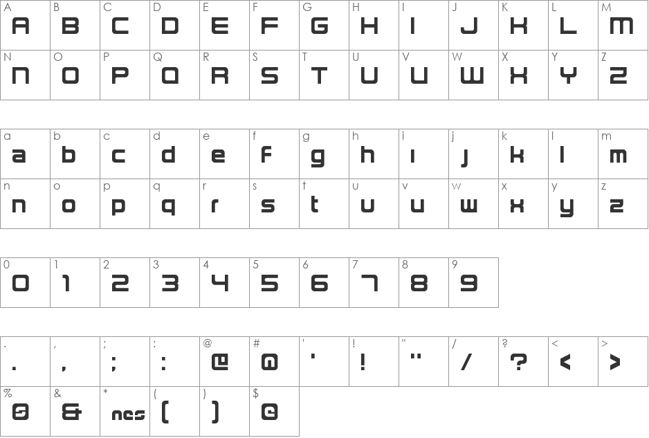 NES2 font character map preview