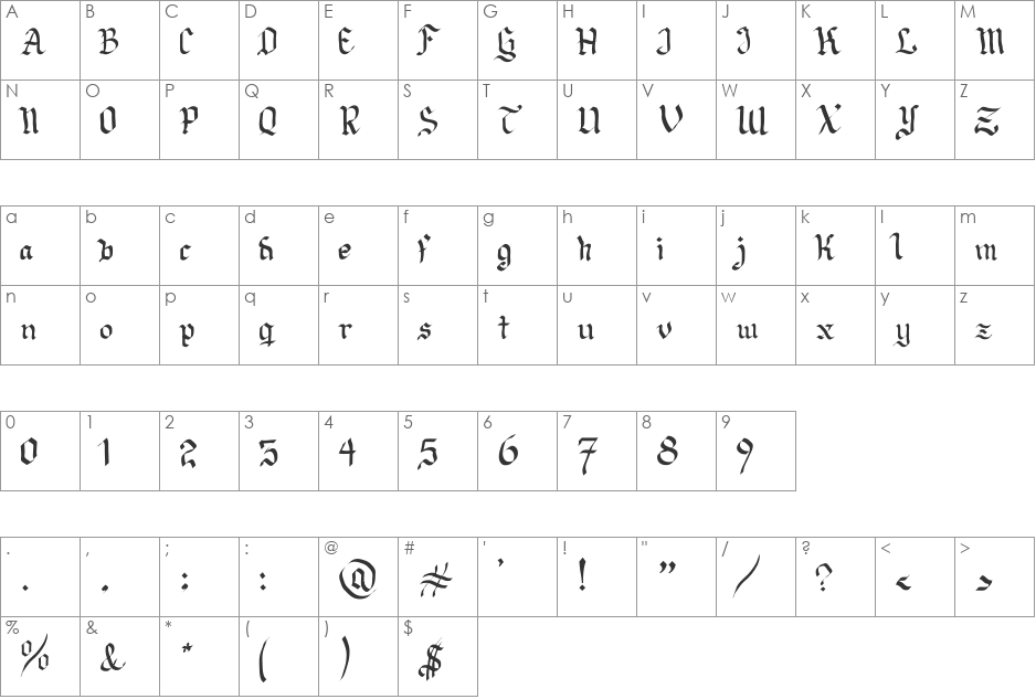 Neue Goth font character map preview