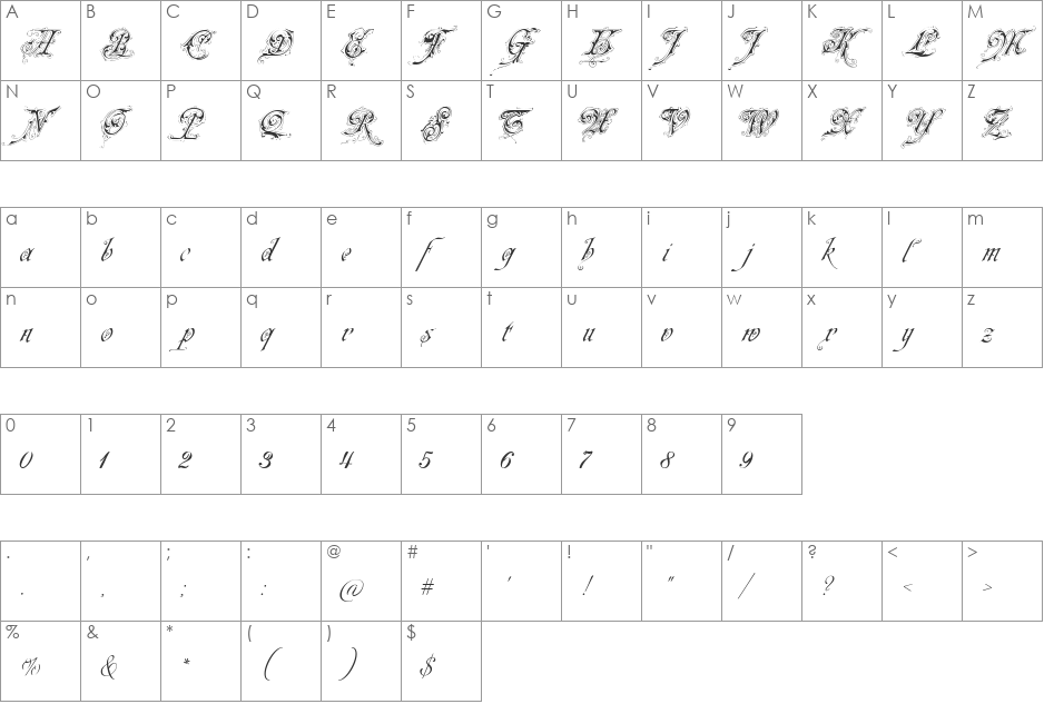 Neue Zier Schrift font character map preview