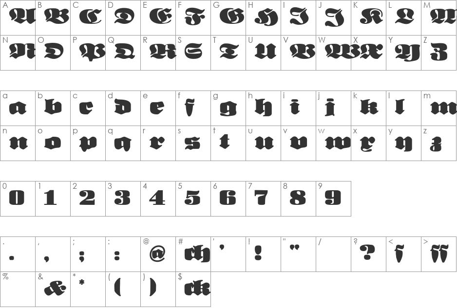 NeueFrakturExtraBold font character map preview
