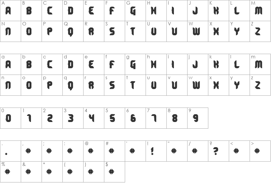 Neuronal Rust font character map preview