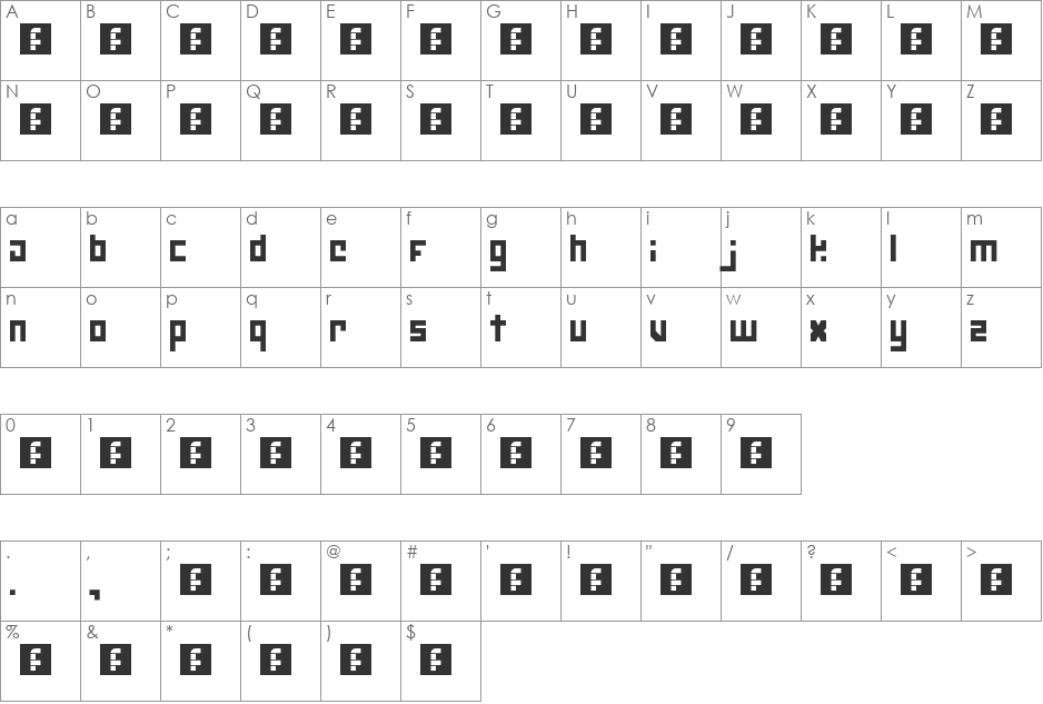 NeuroneScaled font character map preview