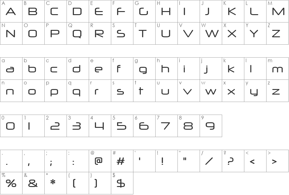 Neuropol X font character map preview