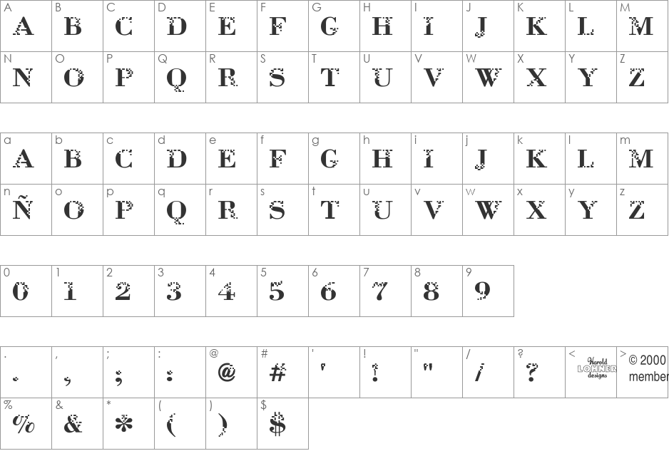 Neurotoxin font character map preview