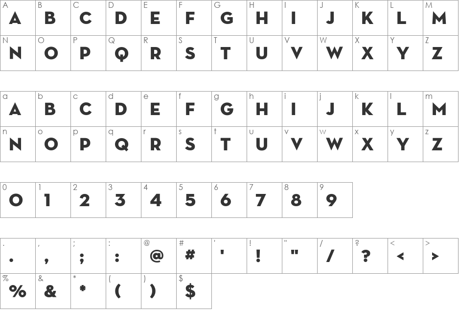 Neutra Display Titling font character map preview