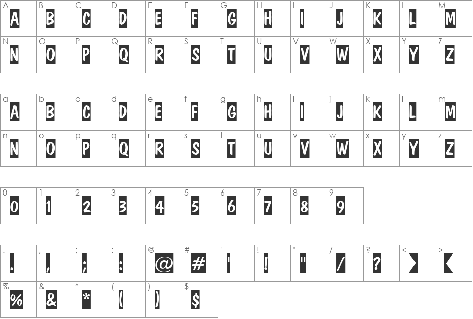 a_DomInoTitulCm font character map preview