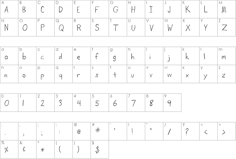 New Caledonia font character map preview
