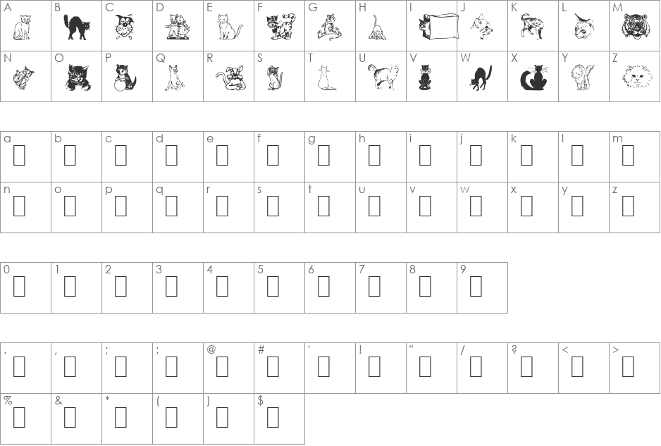 New Dingcats font character map preview