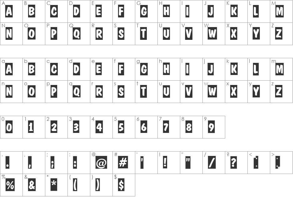 a_DomInoTitulSl font character map preview