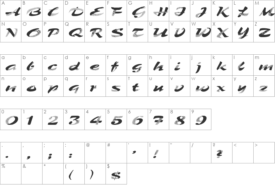 New man font character map preview