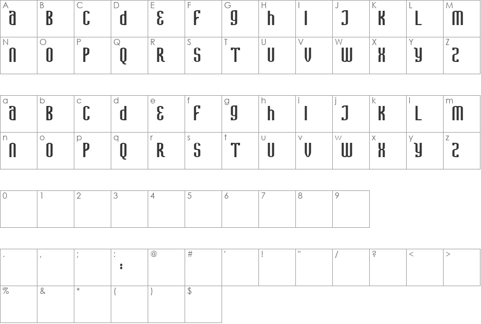 New Parishkar font character map preview