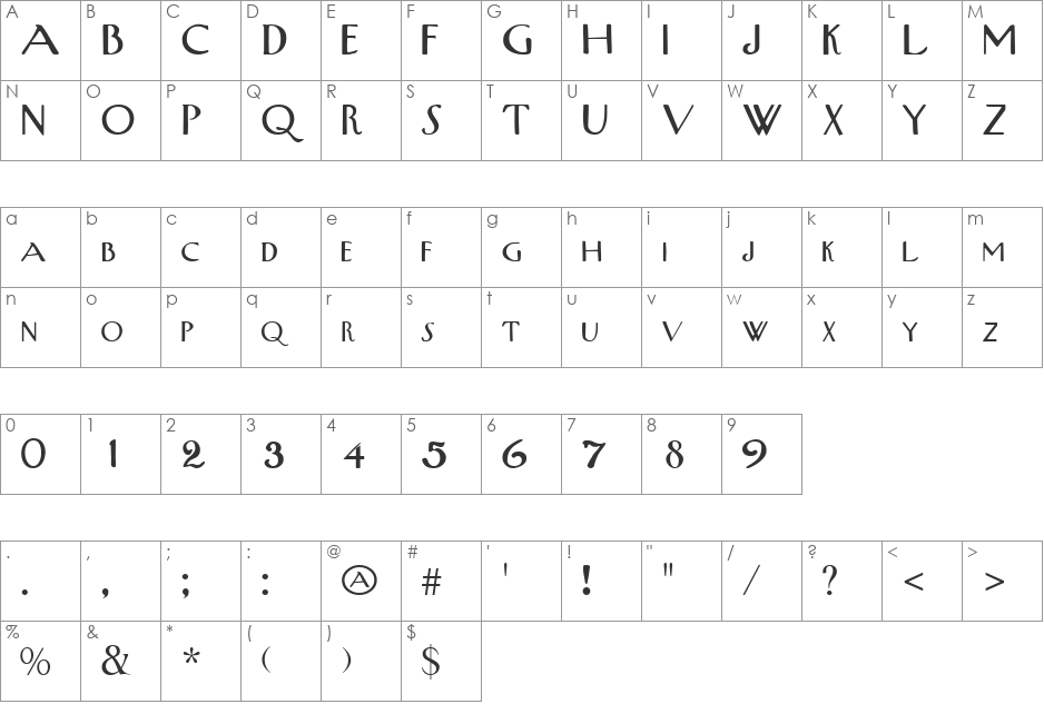 New Yorker font character map preview