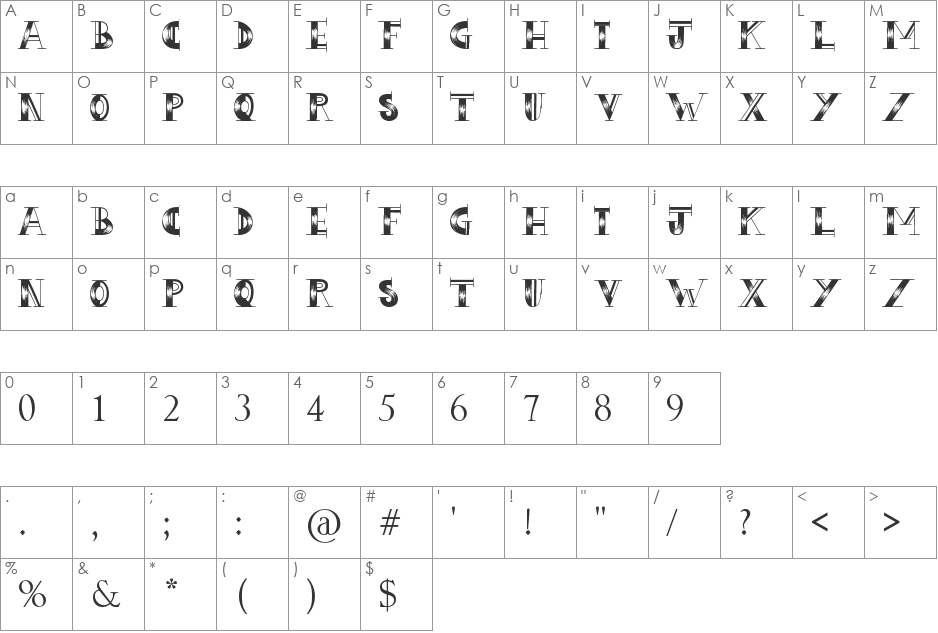 new1 font character map preview
