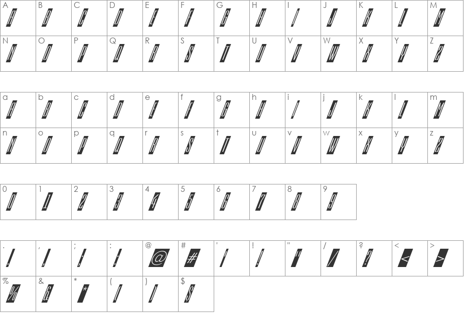 a_EmpirialCmDnObl font character map preview