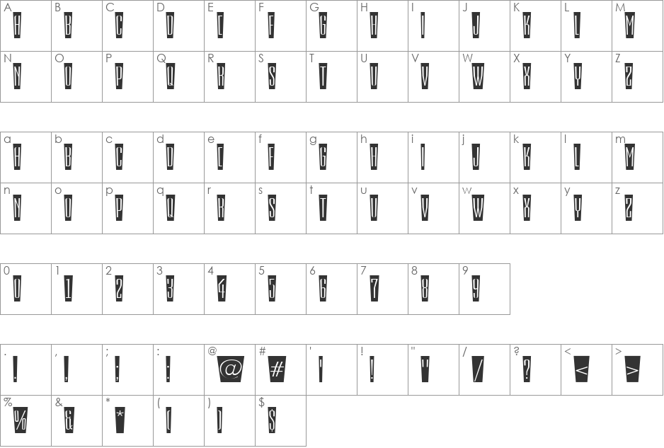 a_EmpirialCmFsh font character map preview