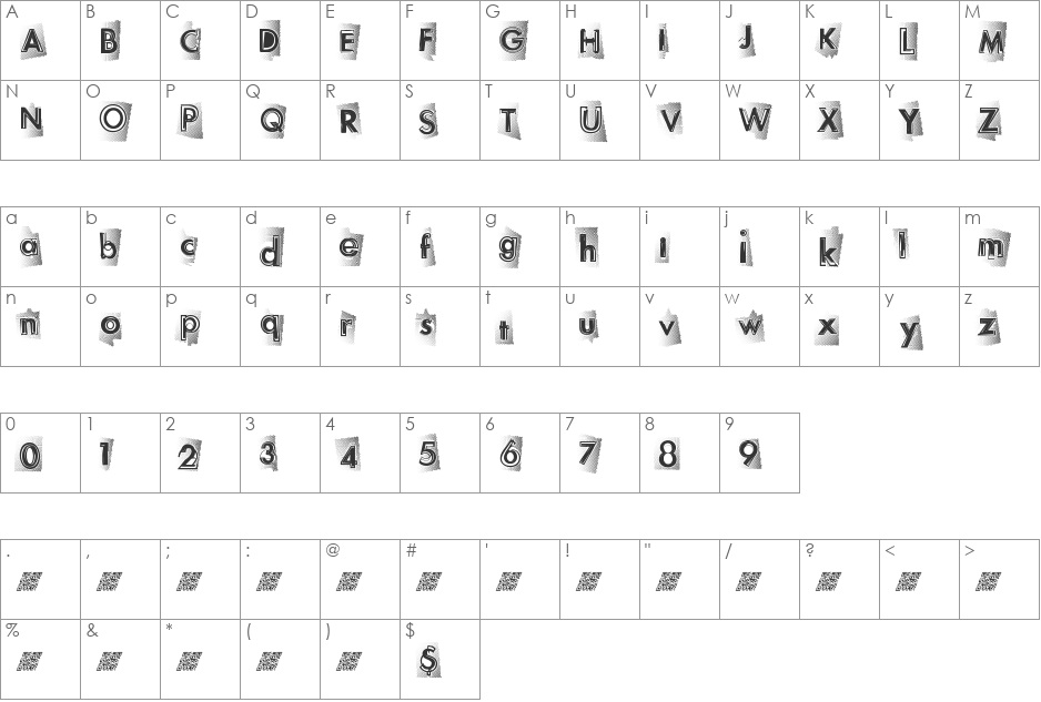 NewHighs font character map preview