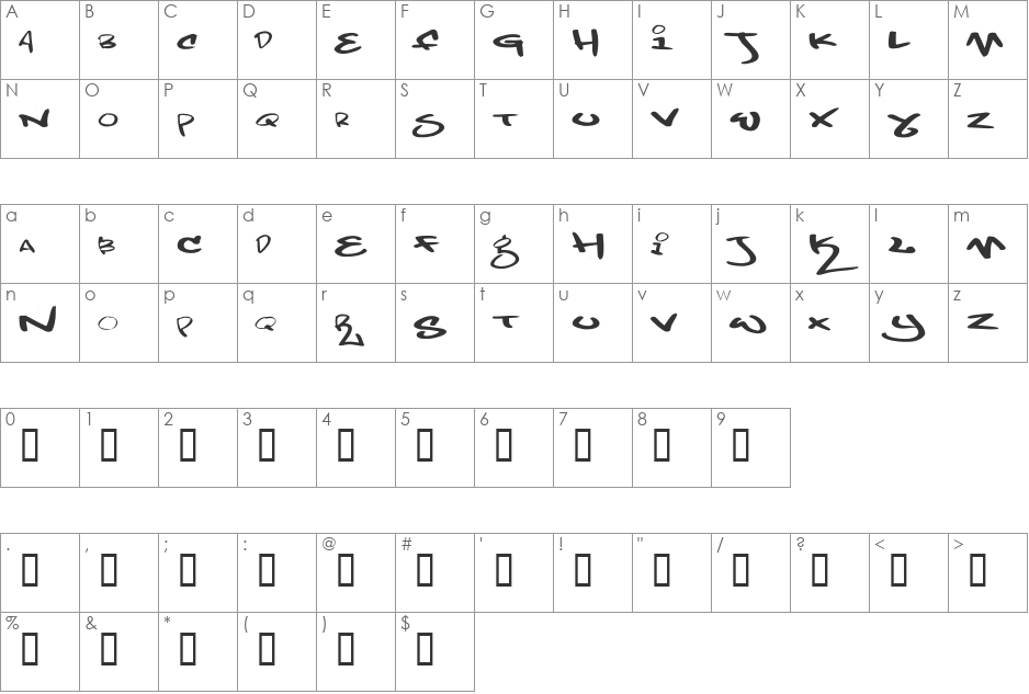 NewSymbolFont5 font character map preview