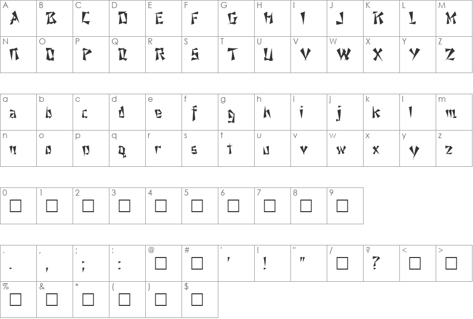 NEWTON font character map preview