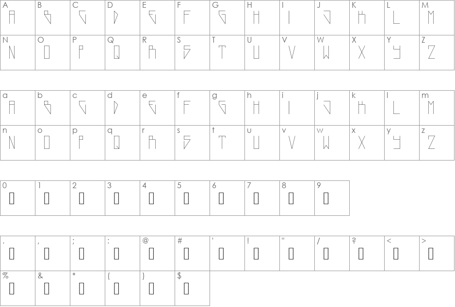 NewWorld font character map preview