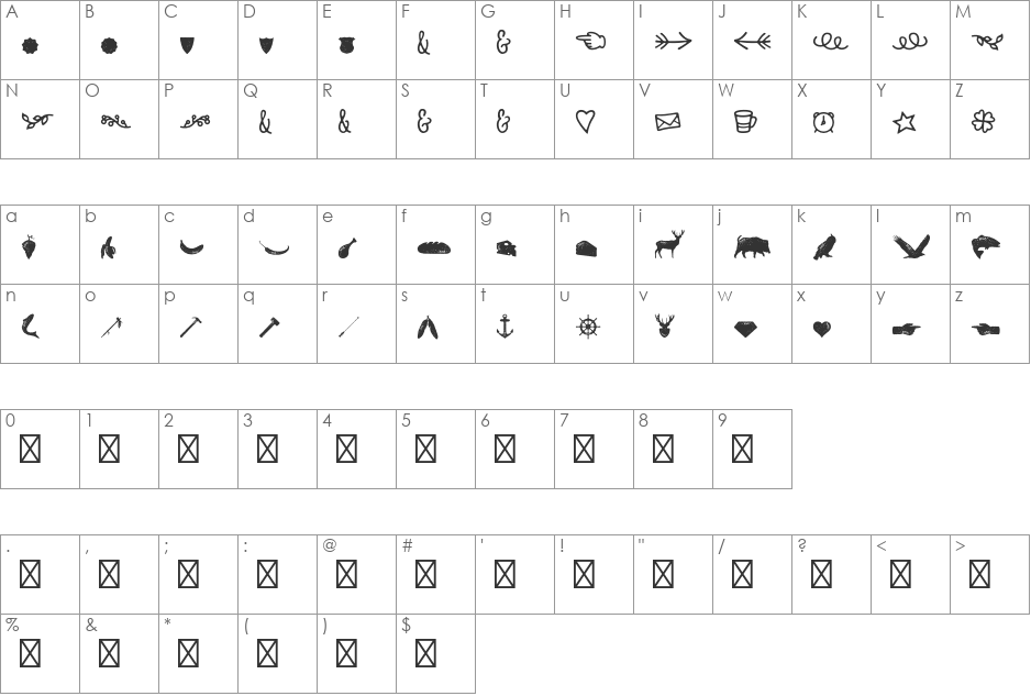 Nexa Rust Slab font character map preview
