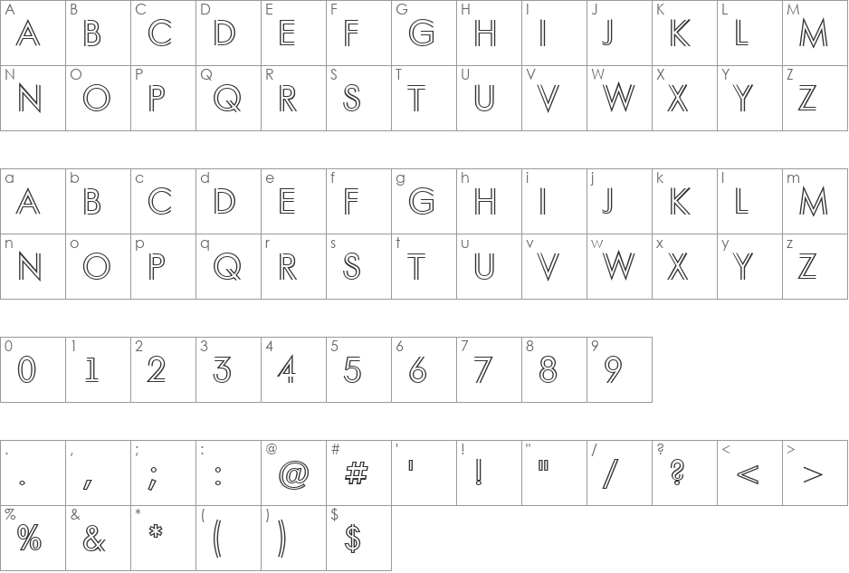 a_FuturaOrtoTitulInln font character map preview