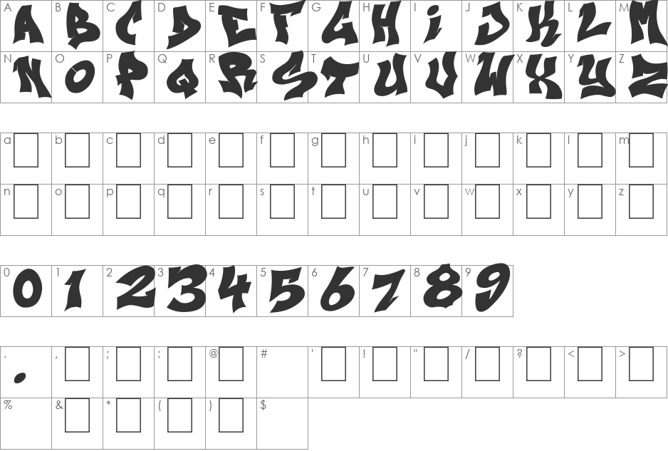 Next Ups font character map preview