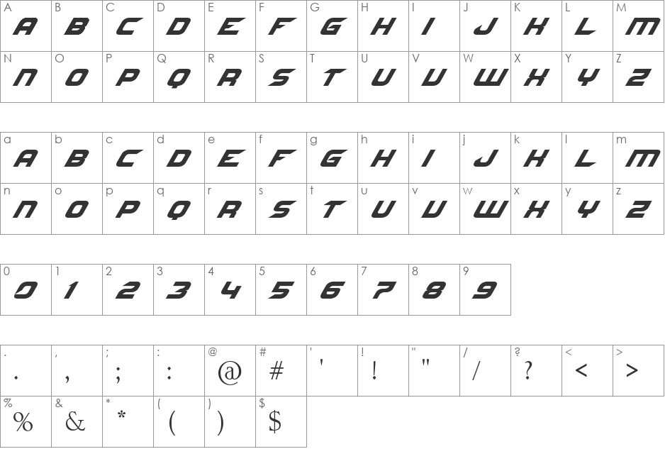 NFS font character map preview