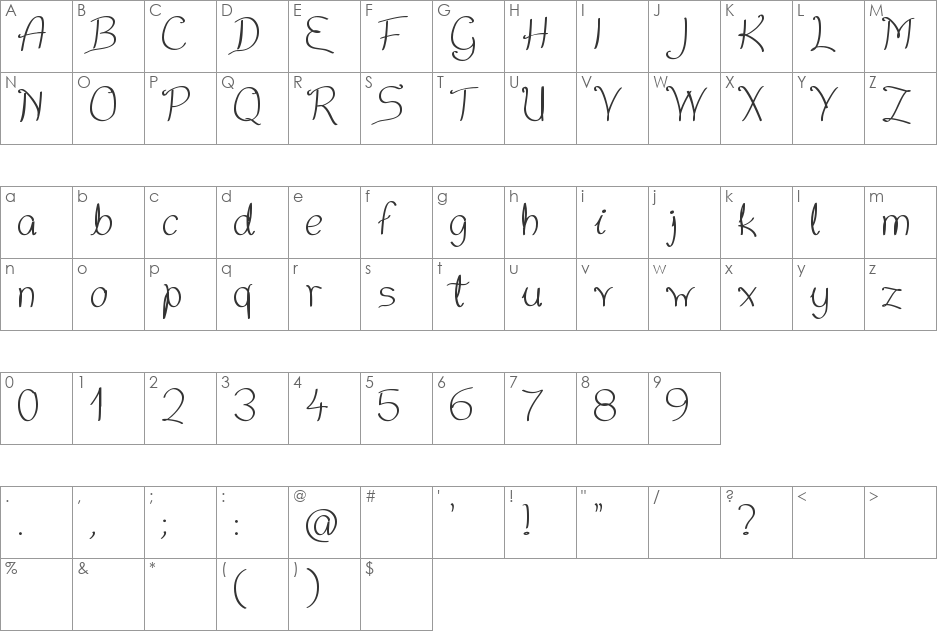 nice_written font character map preview