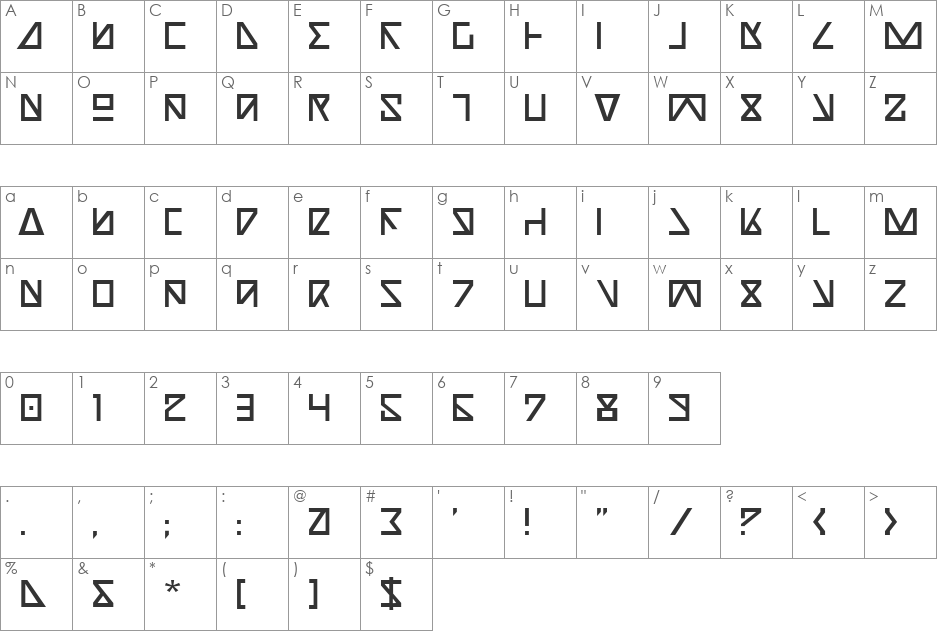 Nick Turbo font character map preview