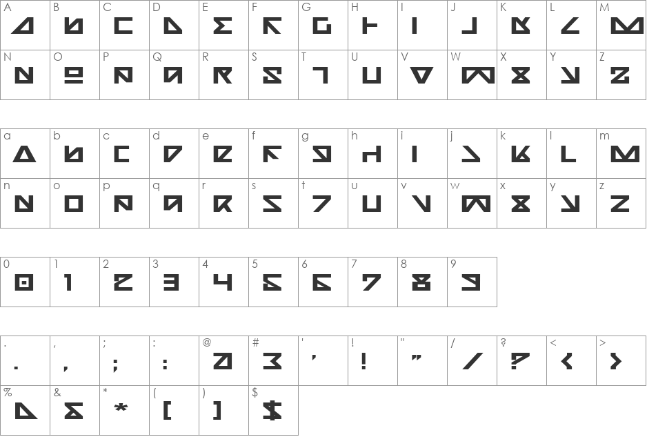 Nick Turbo Bold Expanded font character map preview