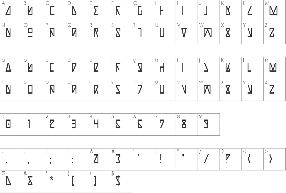 Nick Turbo Condensed font character map preview