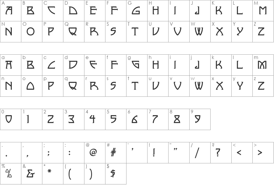 Nickley NF font character map preview