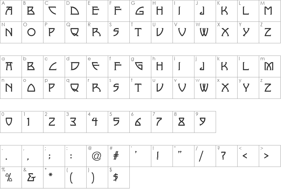 Nickley NF font character map preview