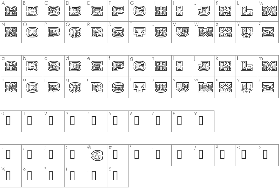 Nicodemus font character map preview