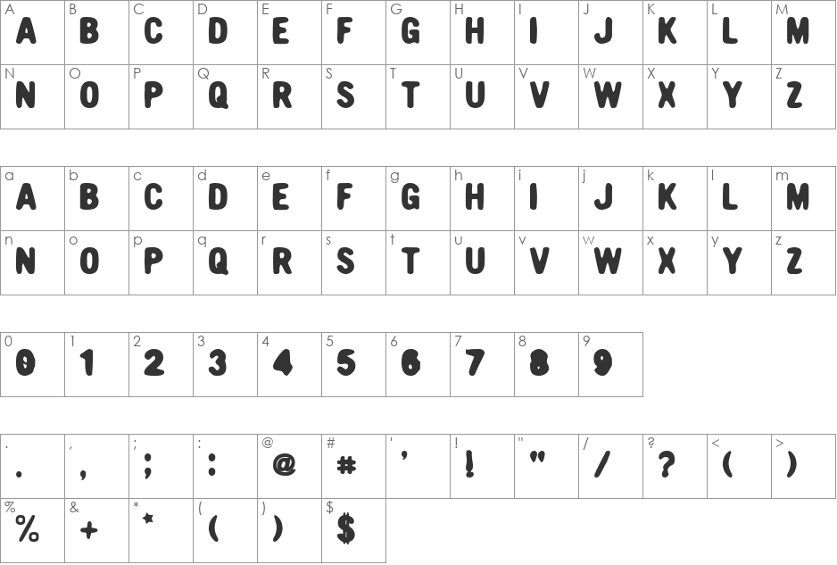 Nicotine font character map preview