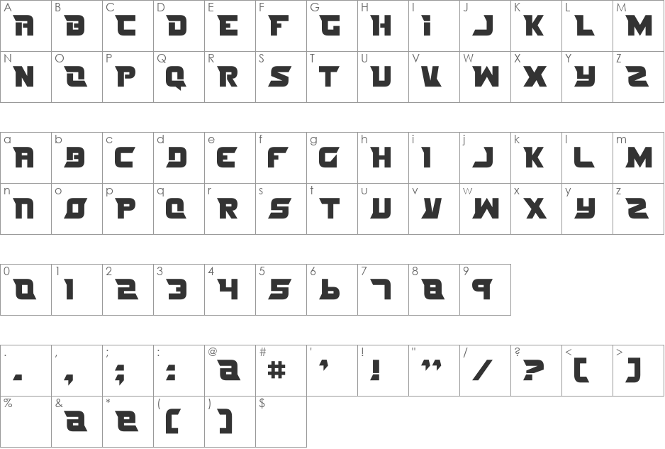 Nife Fites font character map preview