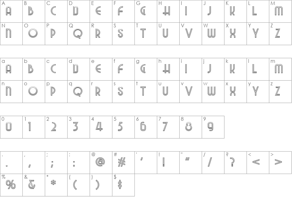 Night At The Opera NF font character map preview