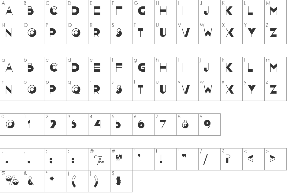 Nightcap Capital font character map preview