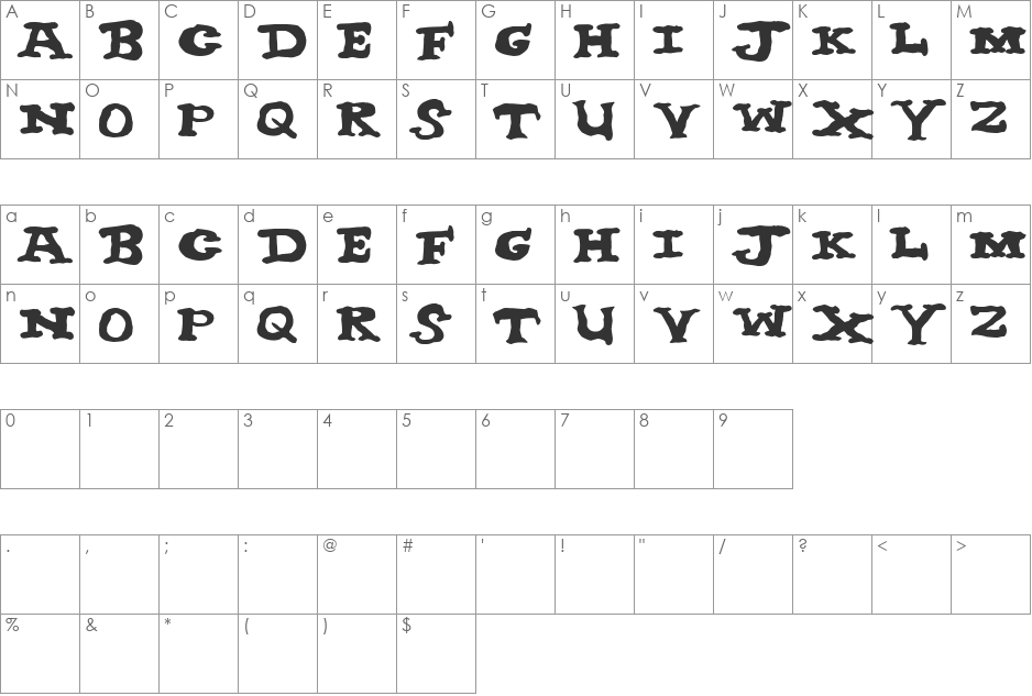 nighthour font character map preview