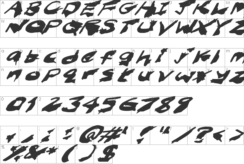 Nightmare Ink font character map preview