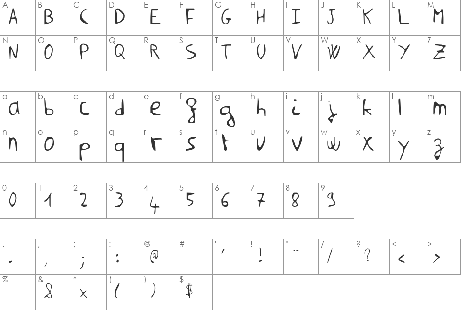 Nilmsa font character map preview