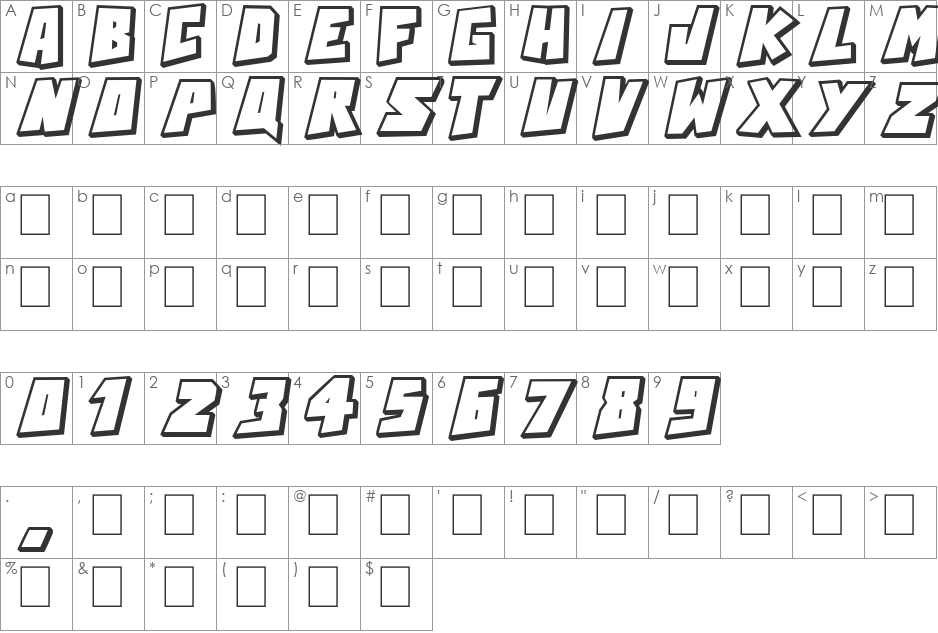 Action Comics font character map preview