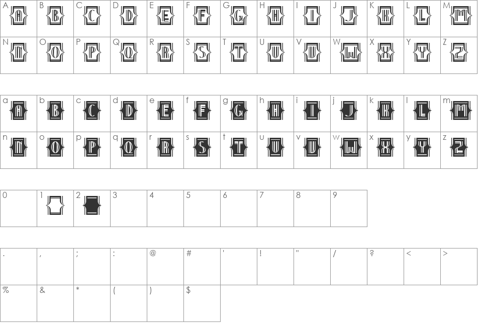 Nineteen Ten Vienna font character map preview