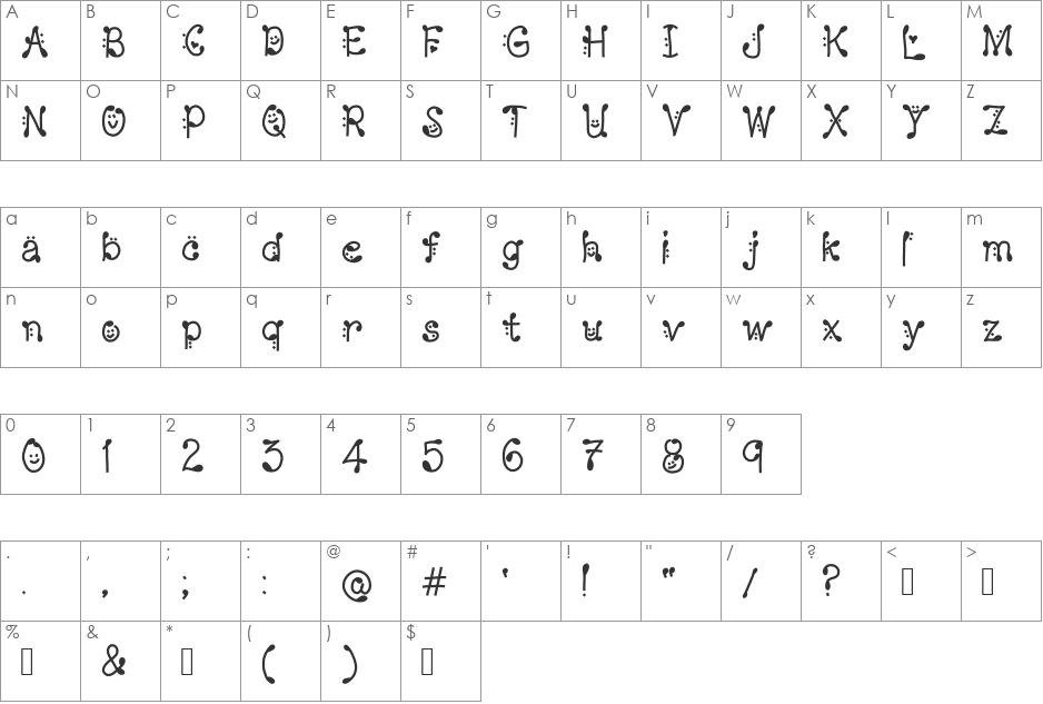 ningning3 font character map preview