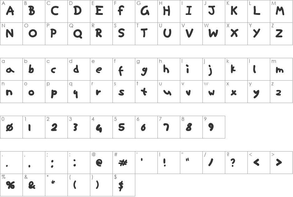 ninifont font character map preview