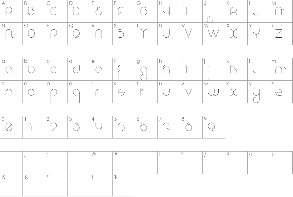 Nioubes bold font character map preview
