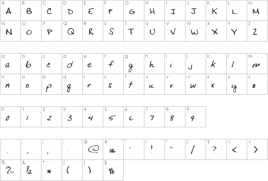 Nip font character map preview
