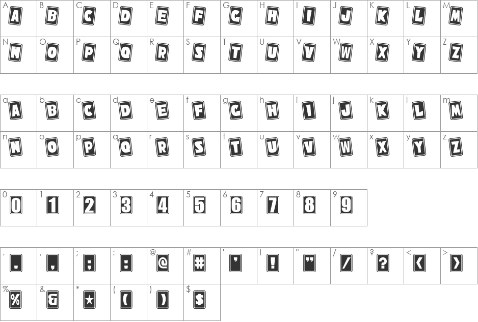 NiseSonicShuffle font character map preview