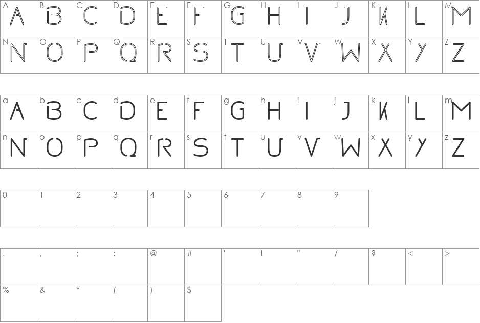 NO InLine font character map preview
