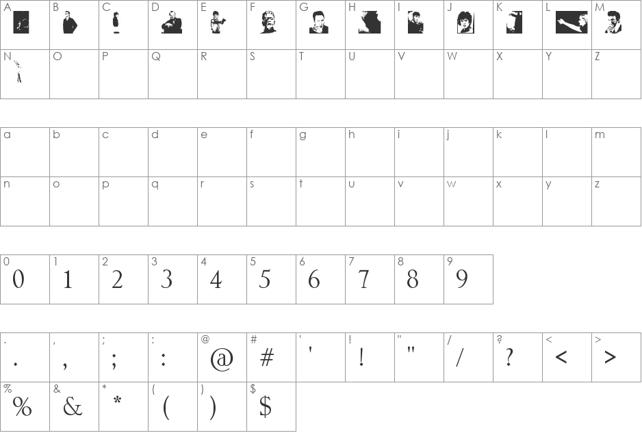 NO Perfect People Dingbats font character map preview